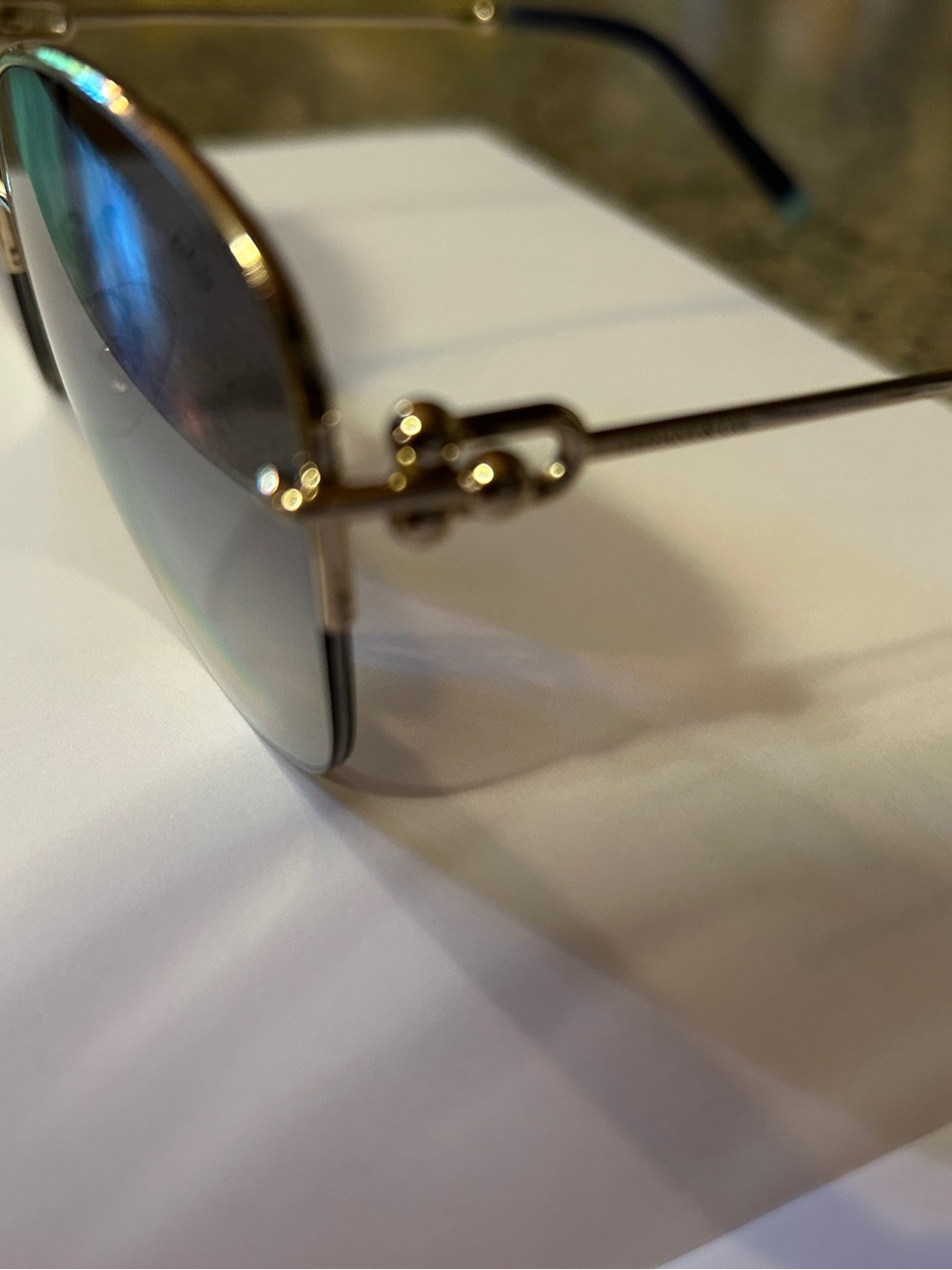 Tiffany! Gold Frame Women's Oval Sunglasses with Gray Gradient Lenses - Picture 3 of 5